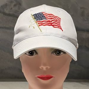 White baseball hat clean American flag .